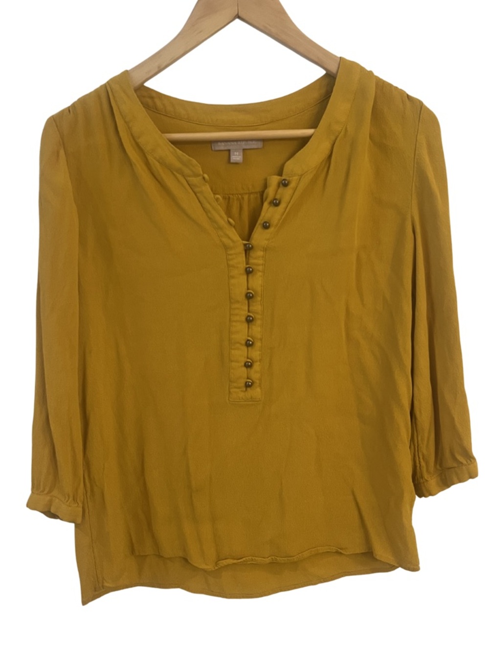 Banana Republic Mustard Yellow Button-Front Peasant Blouse